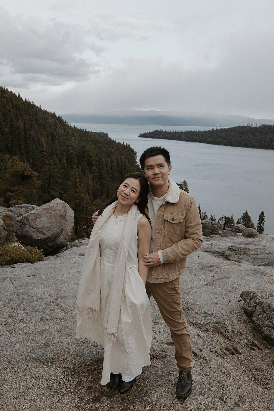 Andrew and Evelyn portrait at the lake overlook